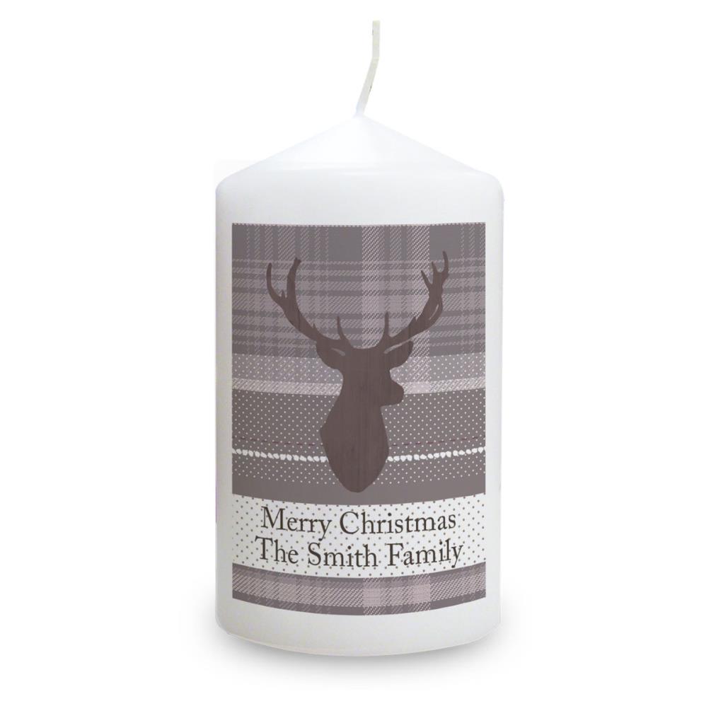 Personalised Highland Stag Pillar Candle £11.69